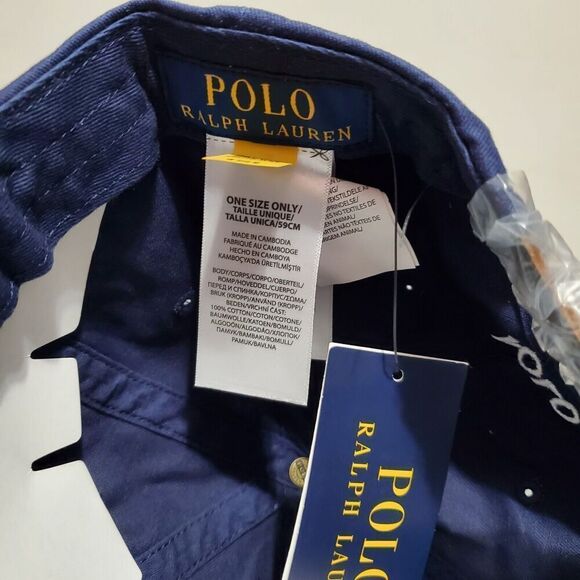 Ralph Lauren Polo Big Pony Chino Ball Cap Hat Navy/White NWT - Picture 9 of 9